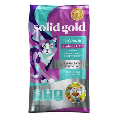 Solid Gold Let s Stay In Indoor Salmon, Lentil & Apple Recipe, Holistic Food for Adult Cats (1.36kg , 2.72kg)